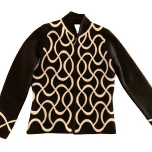 Talbots Zip Cardigan With Contrasting Soutache